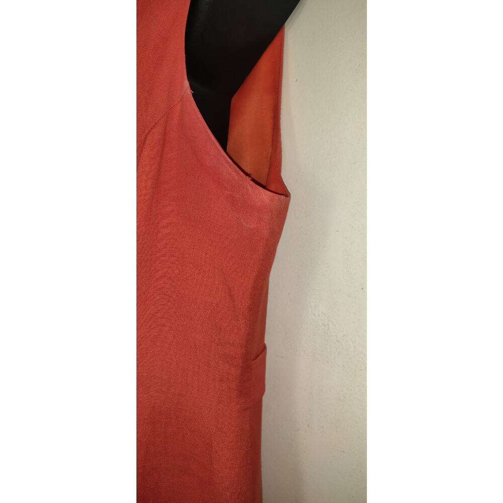 Coldwater Creek Orange Linen Blend Dress Sz 14 Mother Pearl Buttons Down FLAWS - Picture 9 of 16